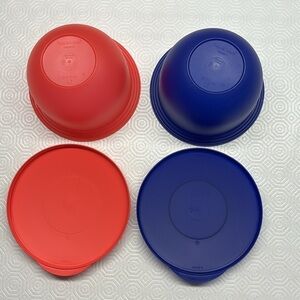 Tupperware Impressions Classic Mini Bowls with Lids 550 ml Set of 2 Red and Blue